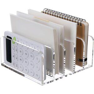 Clear Desktop File Organizer 5 Compartments Acrylic Office Document Mail Holder